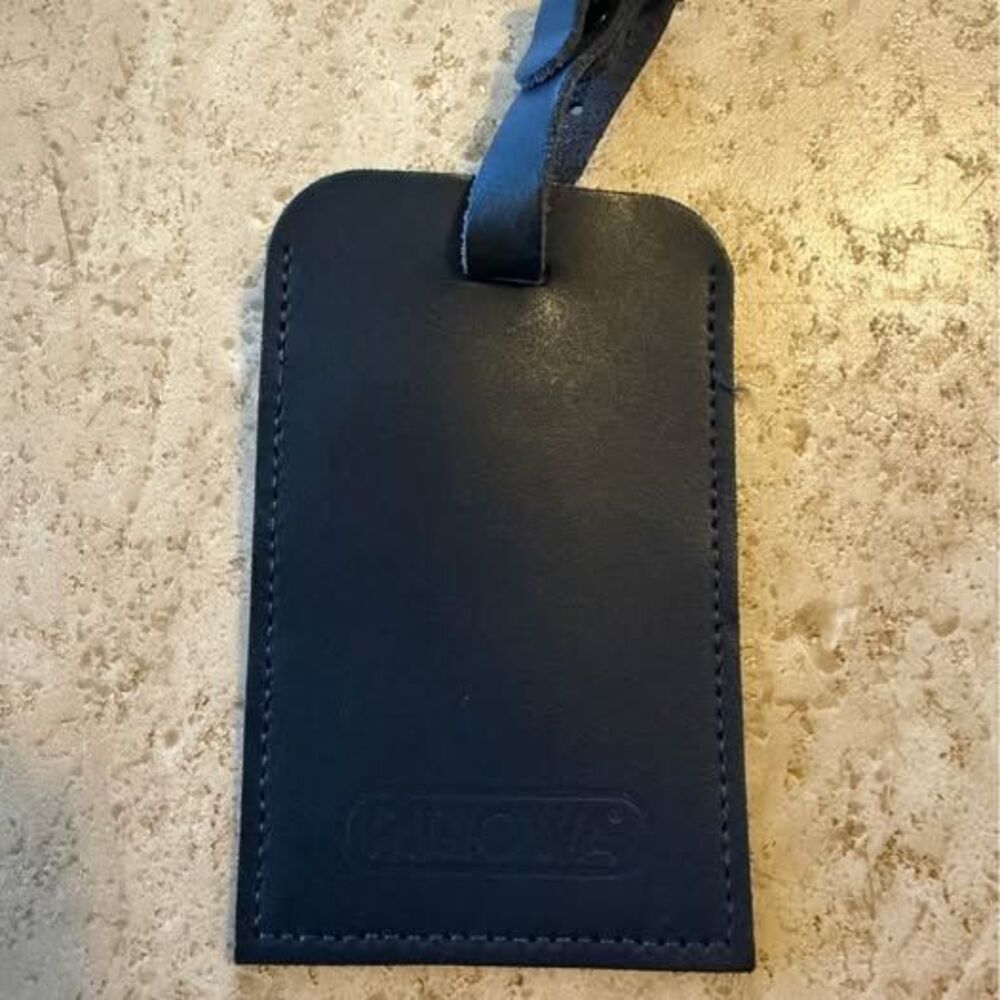 Rimowa Dark Blue Leather Luggage Tag Travel Suitcase ID Tag Authentic